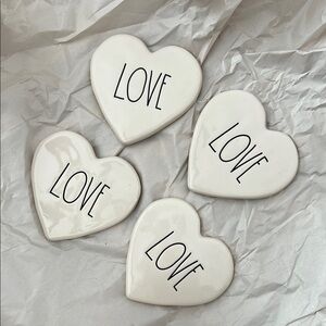 NWT Rae Dunn White Heart Coasters Set of 4